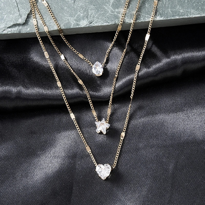 Sally – Goldkette Drei Anhänger Zirkonia