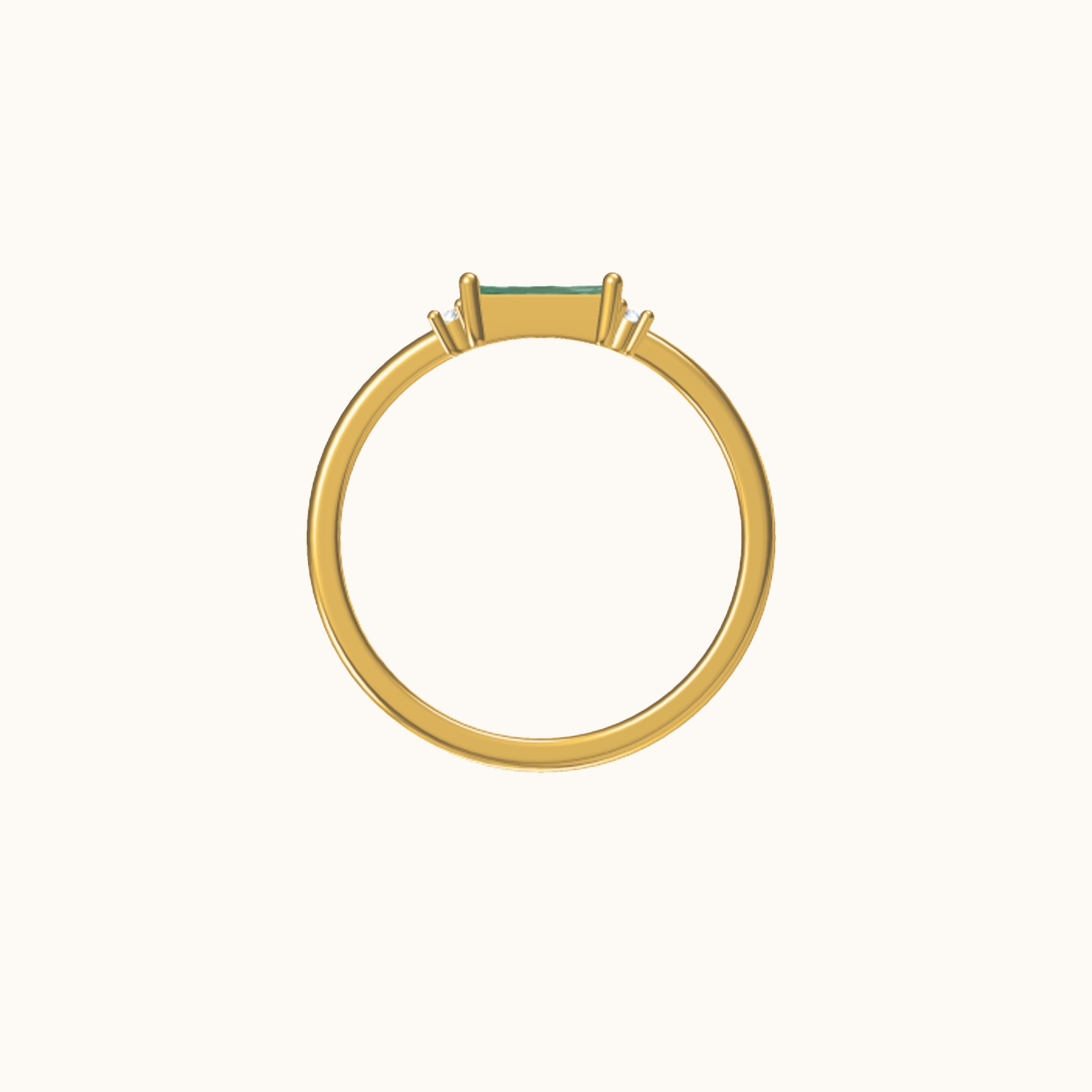 Fen - Zarter Baguette-Ring mit grünem Zirkonia