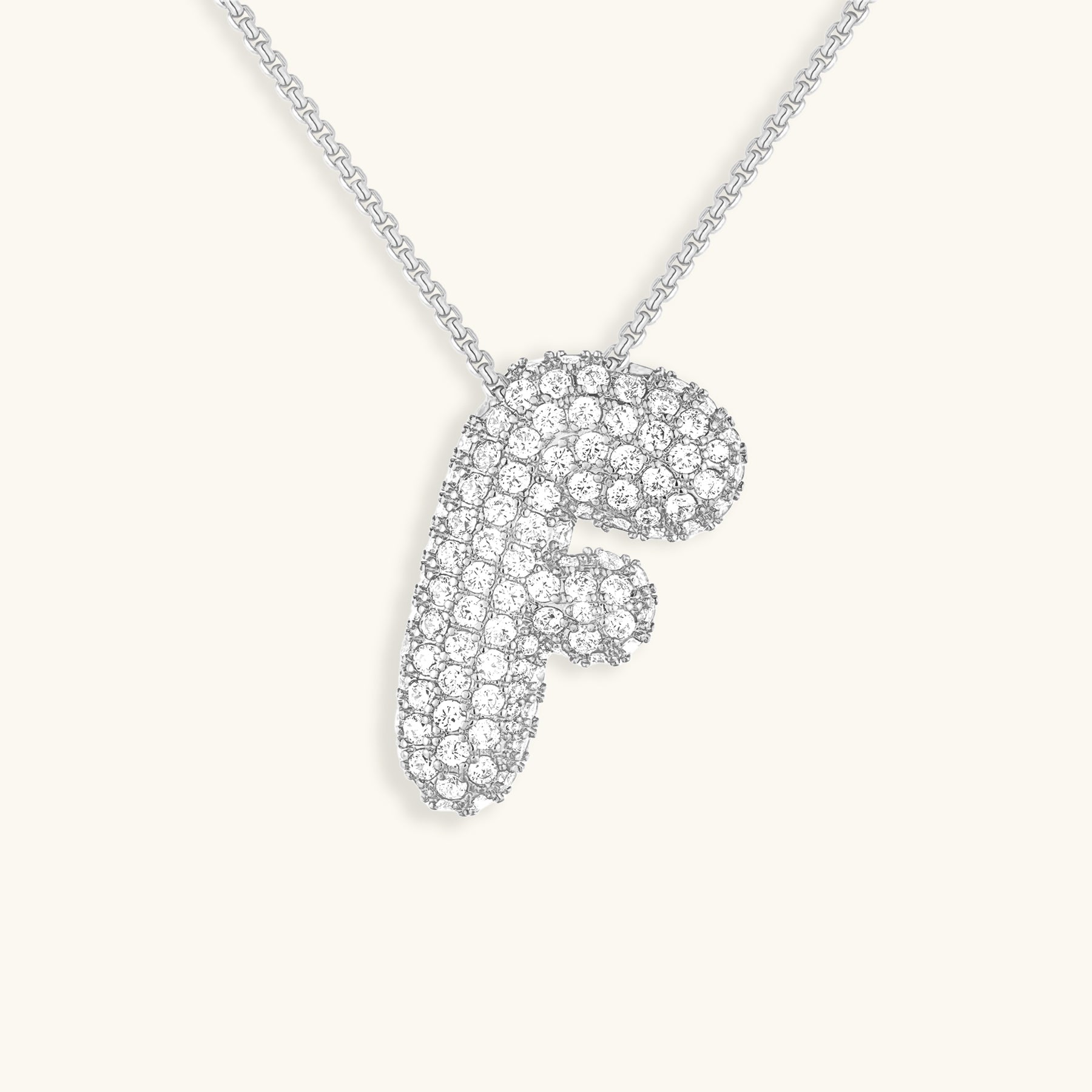 Bubble Initial Diamant Halskette