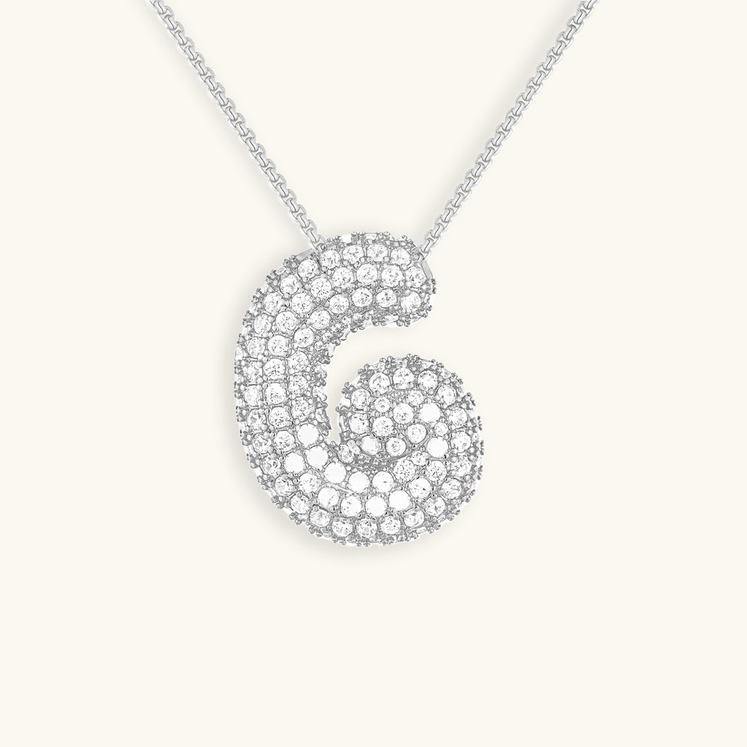 Bubble Initial Diamant Halskette