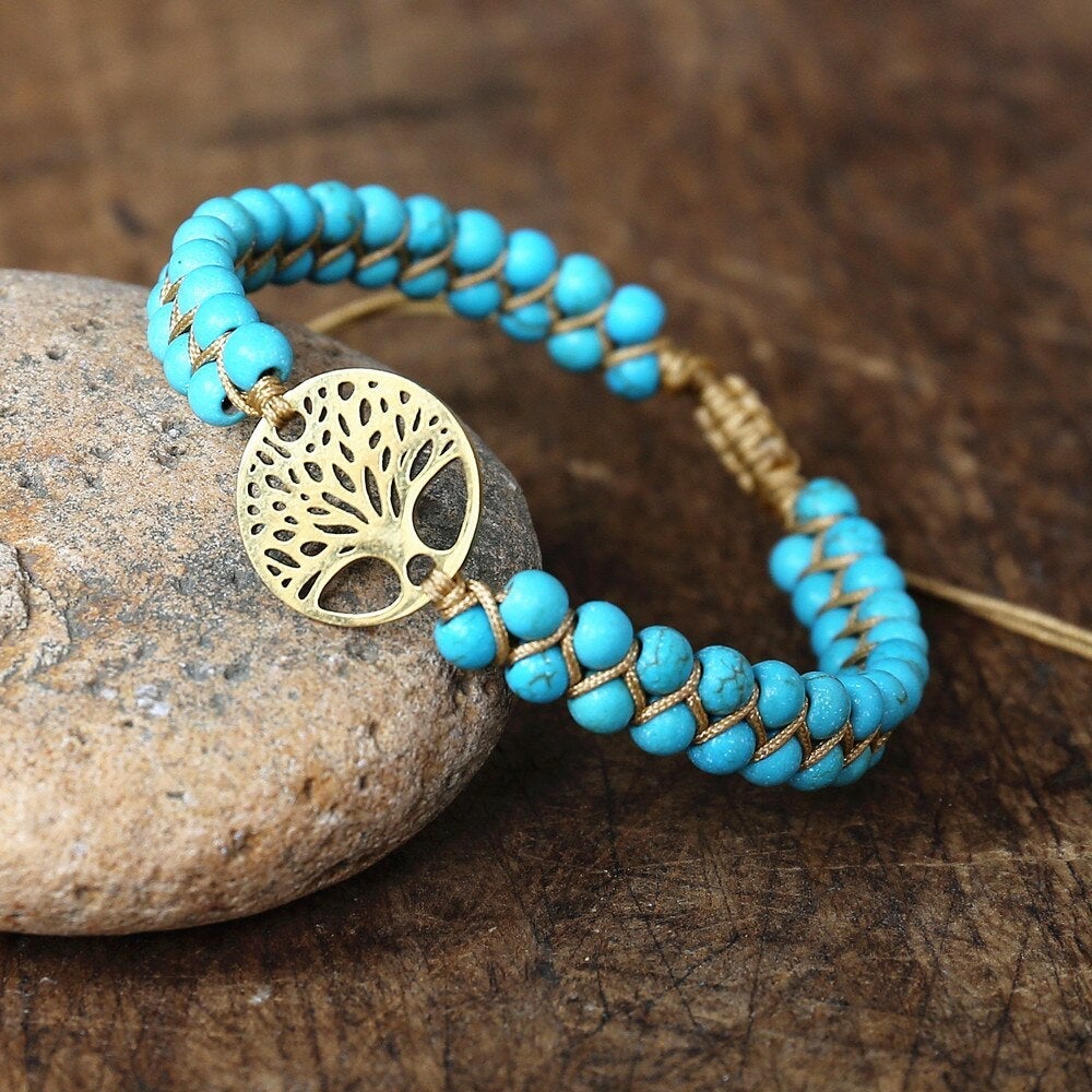 Nahla – Armband Lebensbaum aus Türkis-Stein Handgemacht