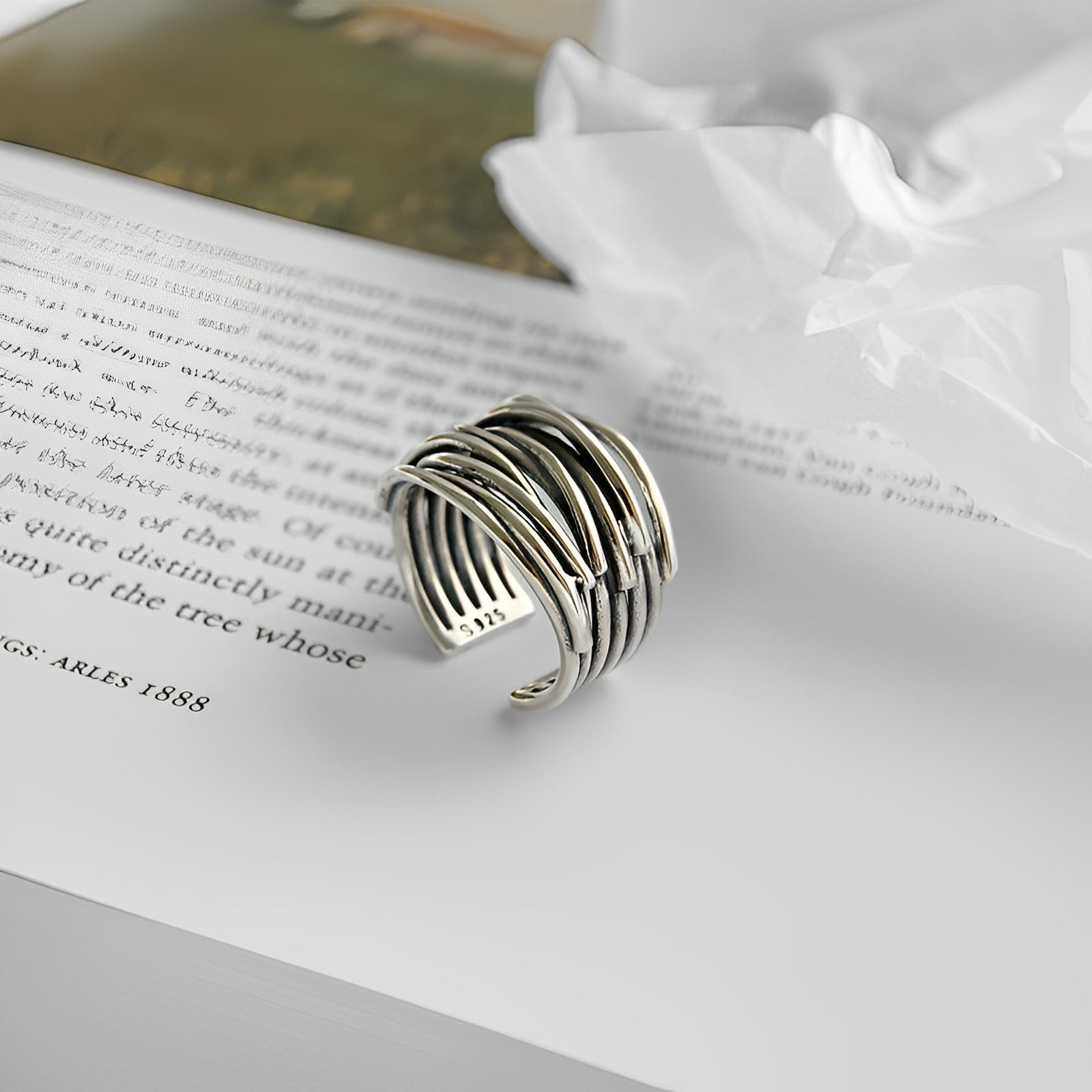 Alma – Verstellbarer Überlagerter Ring aus 925 Sterlingsilber