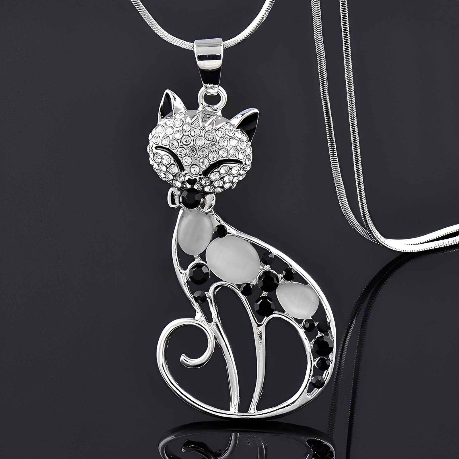Pia – Collier Silber Liebe Katzen mit Zirkonia