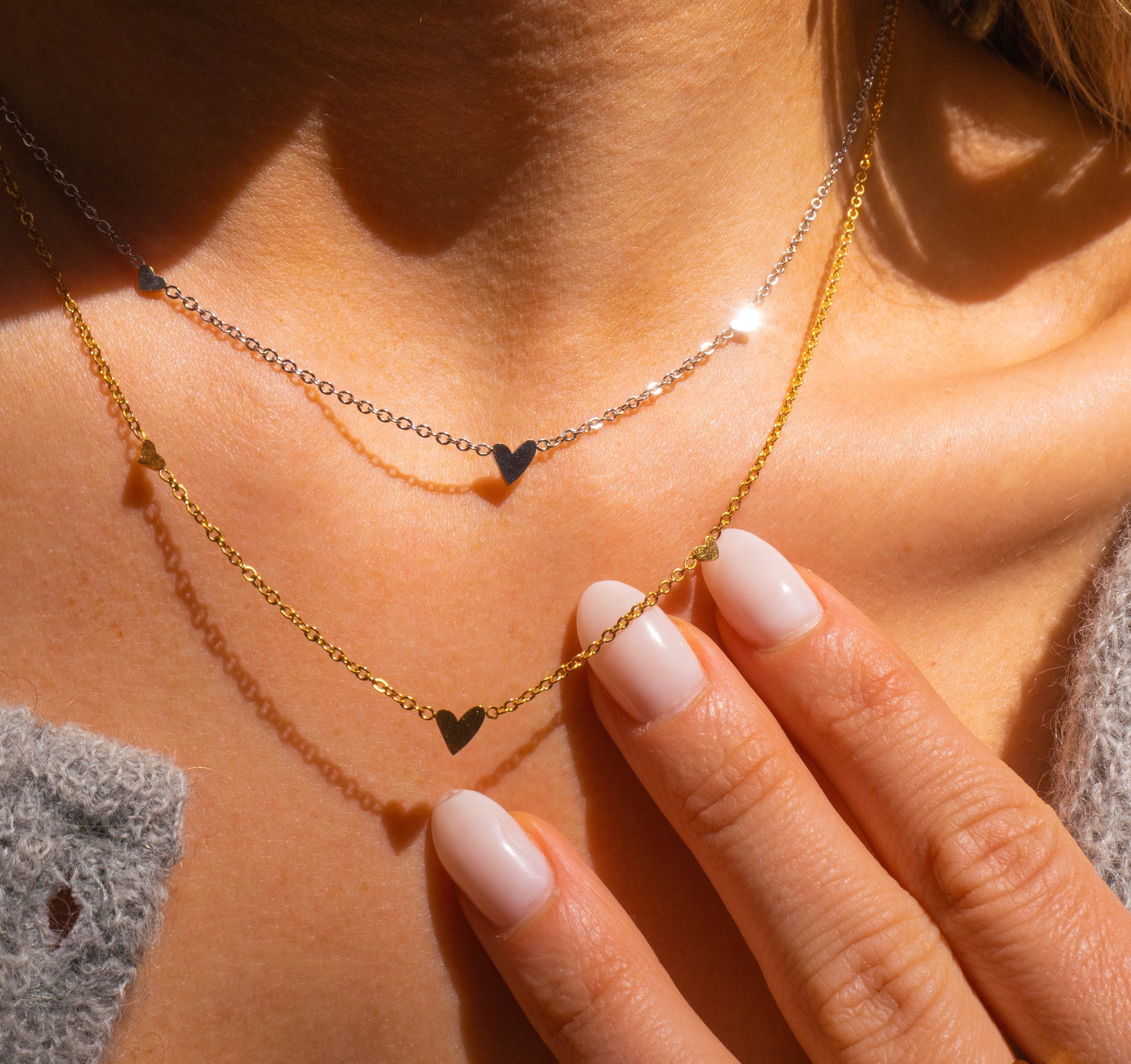 Silberne Drei Herz Kette Halskette