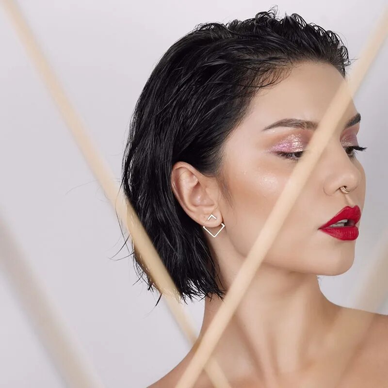 Verbindender Rhombus - Minimalistische geometrische Ohrringe