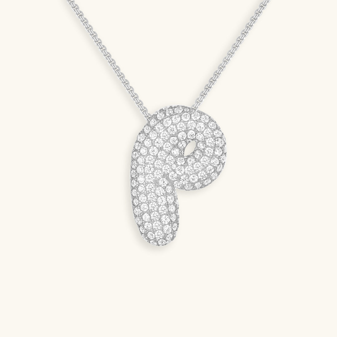 Bubble Initial Diamant Halskette