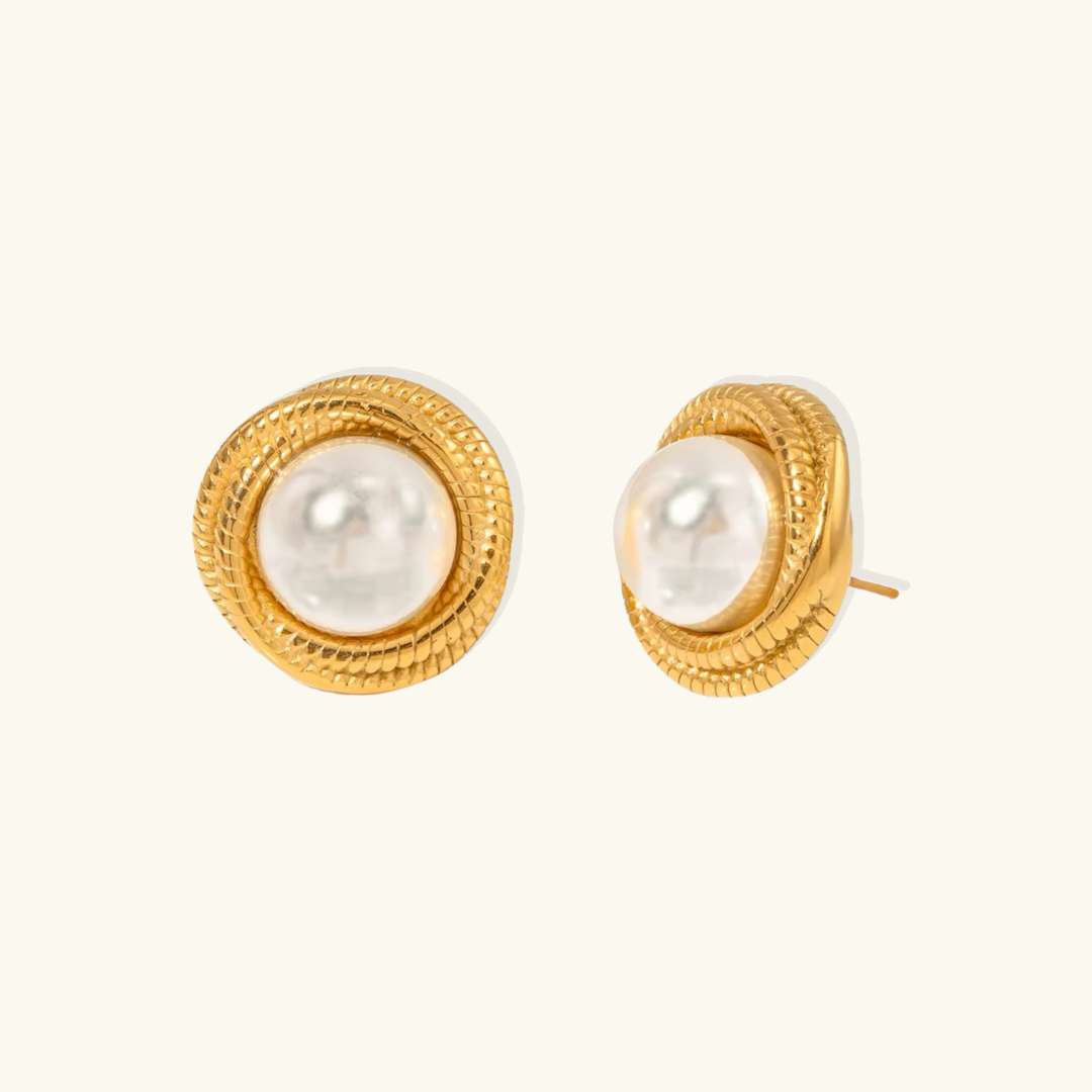 Shane – Kreolen Gold mit Weißen Perlen