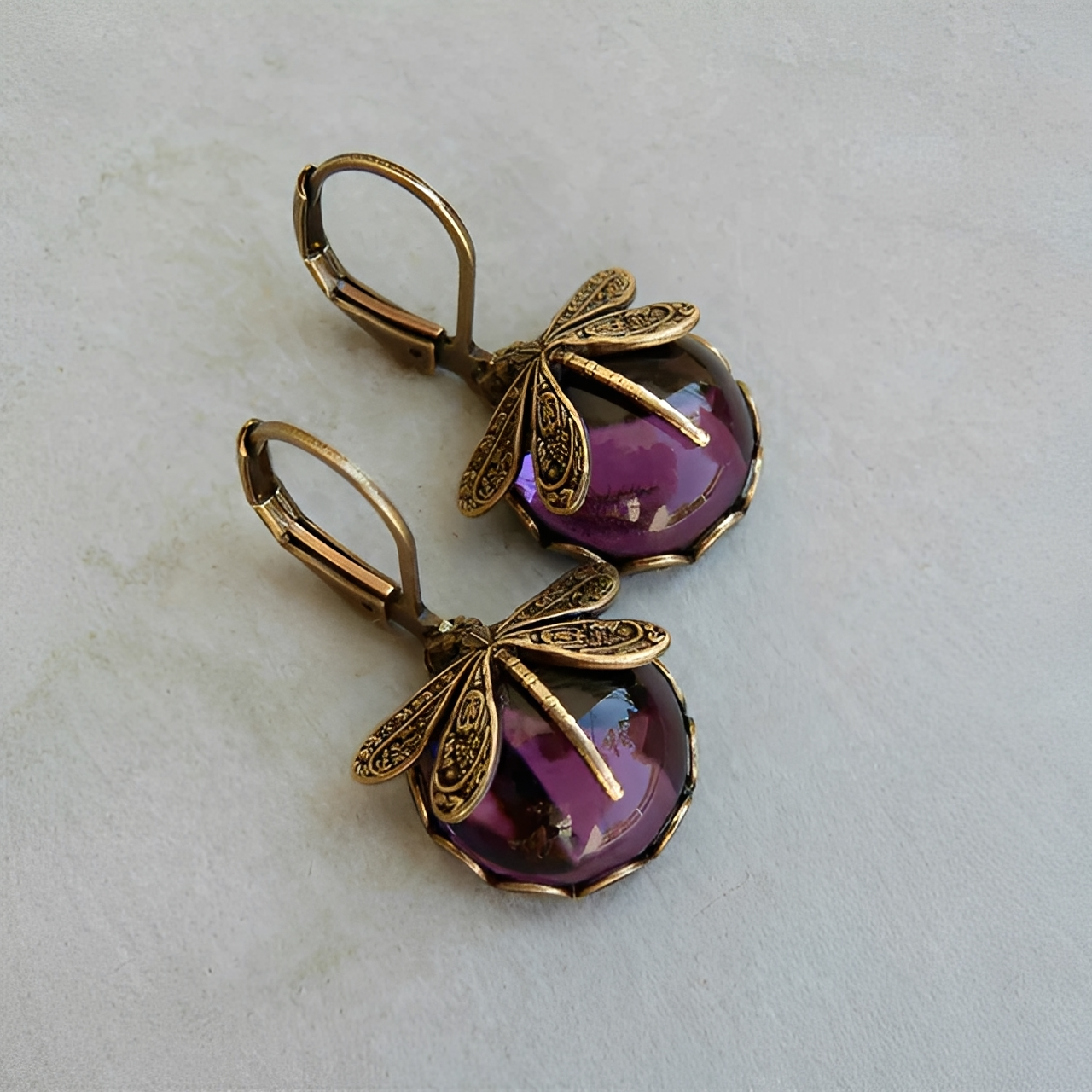 Bianca – Elegante Libellen-Ohrringe Antikes Gold
