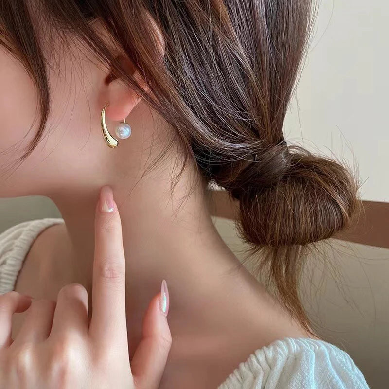 Perlen Wassertropfen Ohrring - Wassertropfen Ohrring mit Perlenverschluss