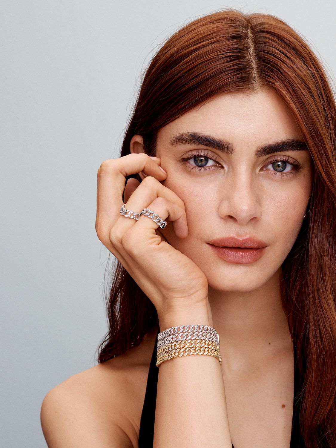 Soraya – Armband Kubanische Kette aus Moissanit Gold 18K