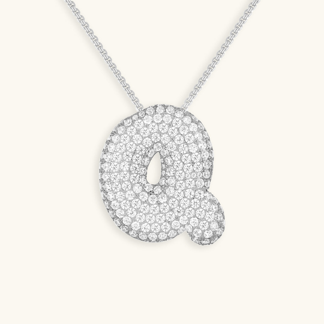 Bubble Initial Diamant Halskette