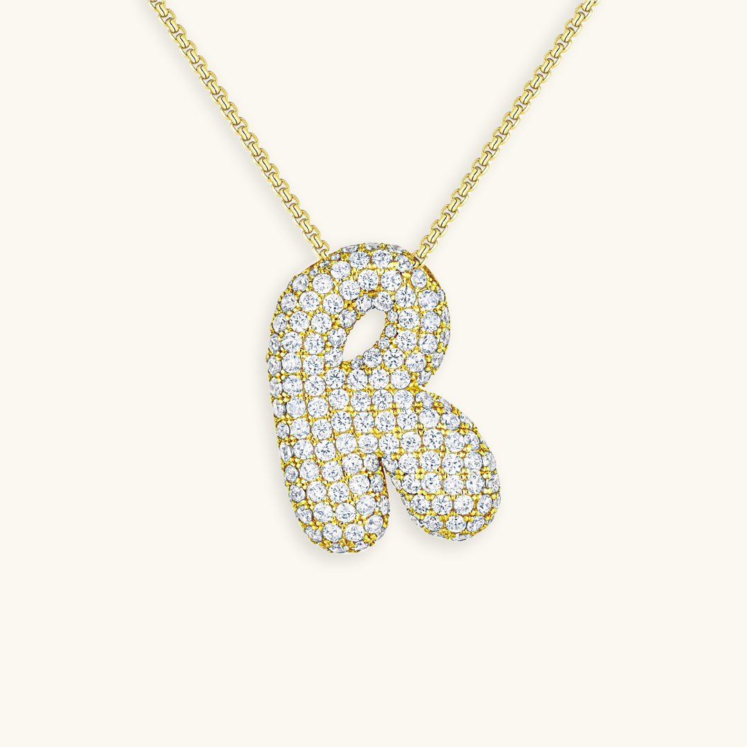Bubble Initial Diamant Halskette