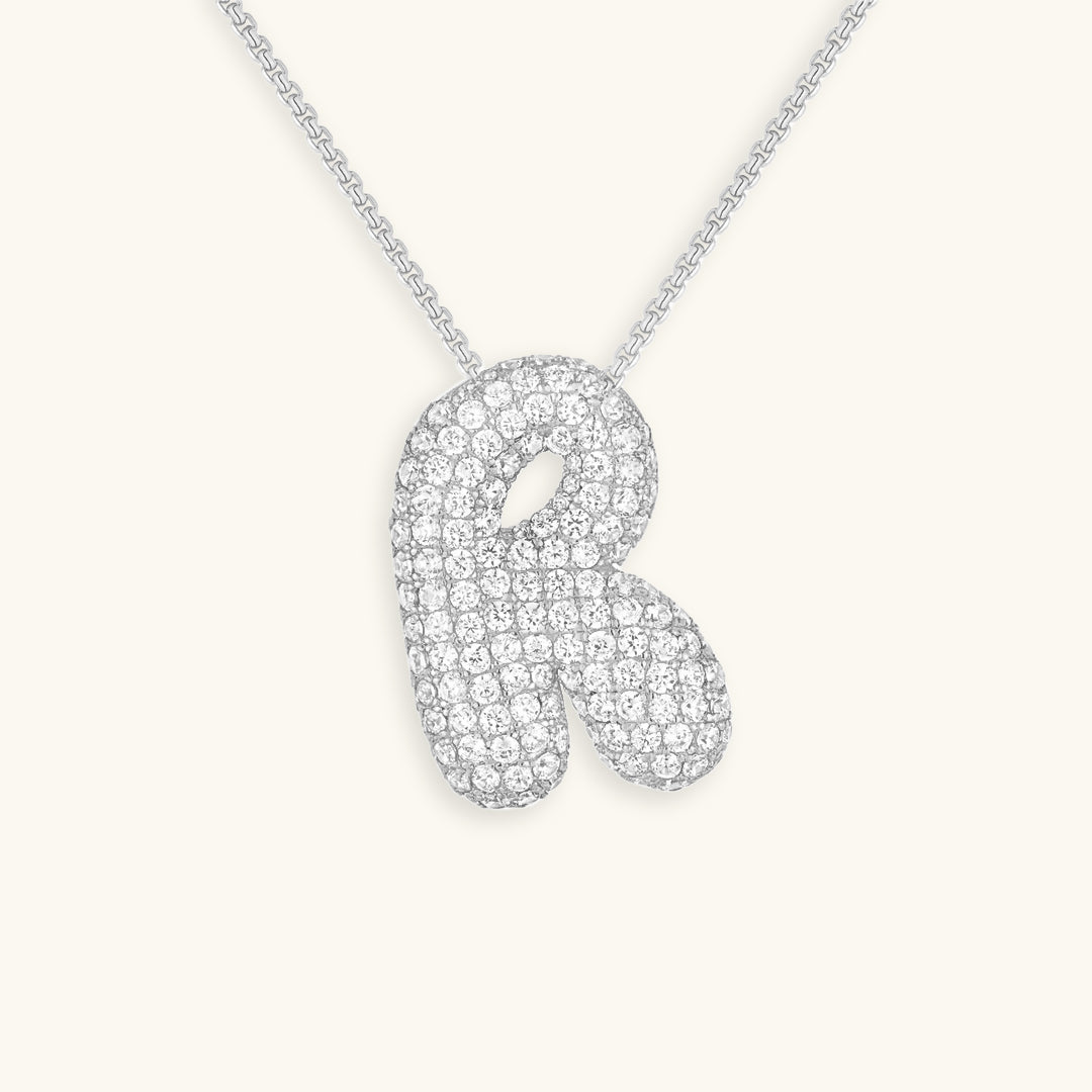 Bubble Initial Diamant Halskette