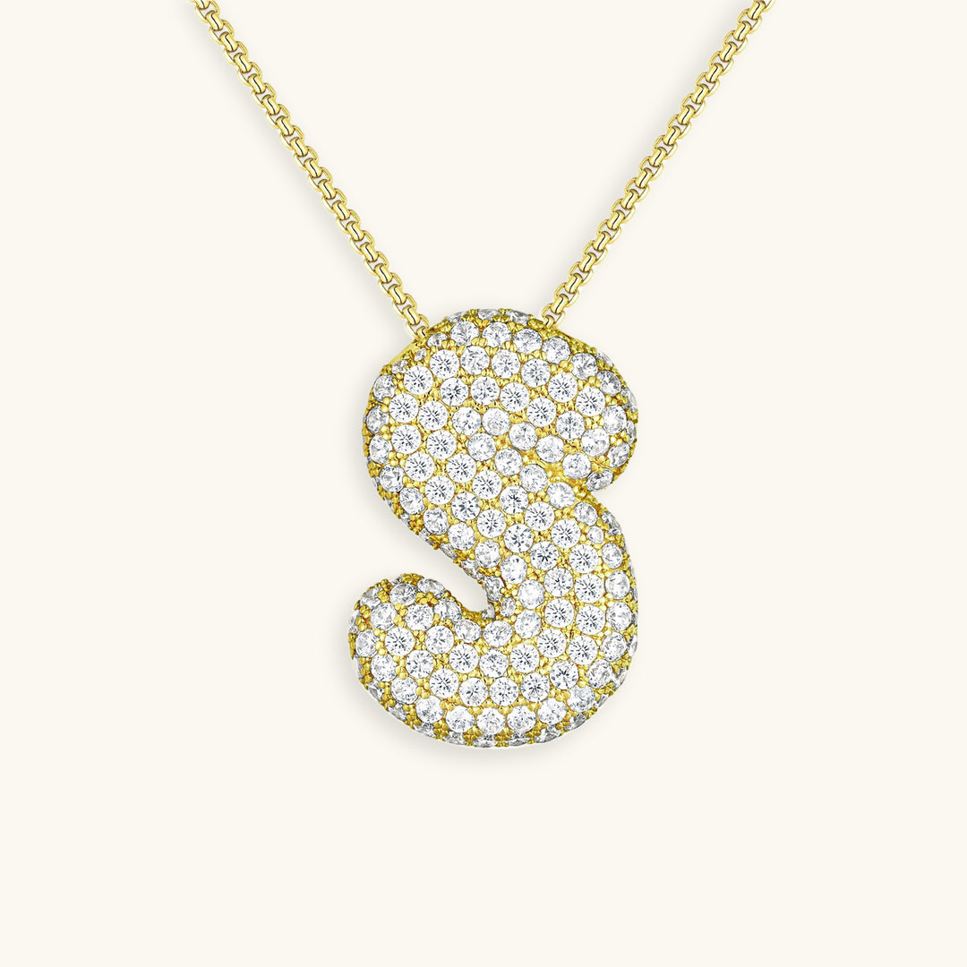 Bubble Initial Diamant Halskette