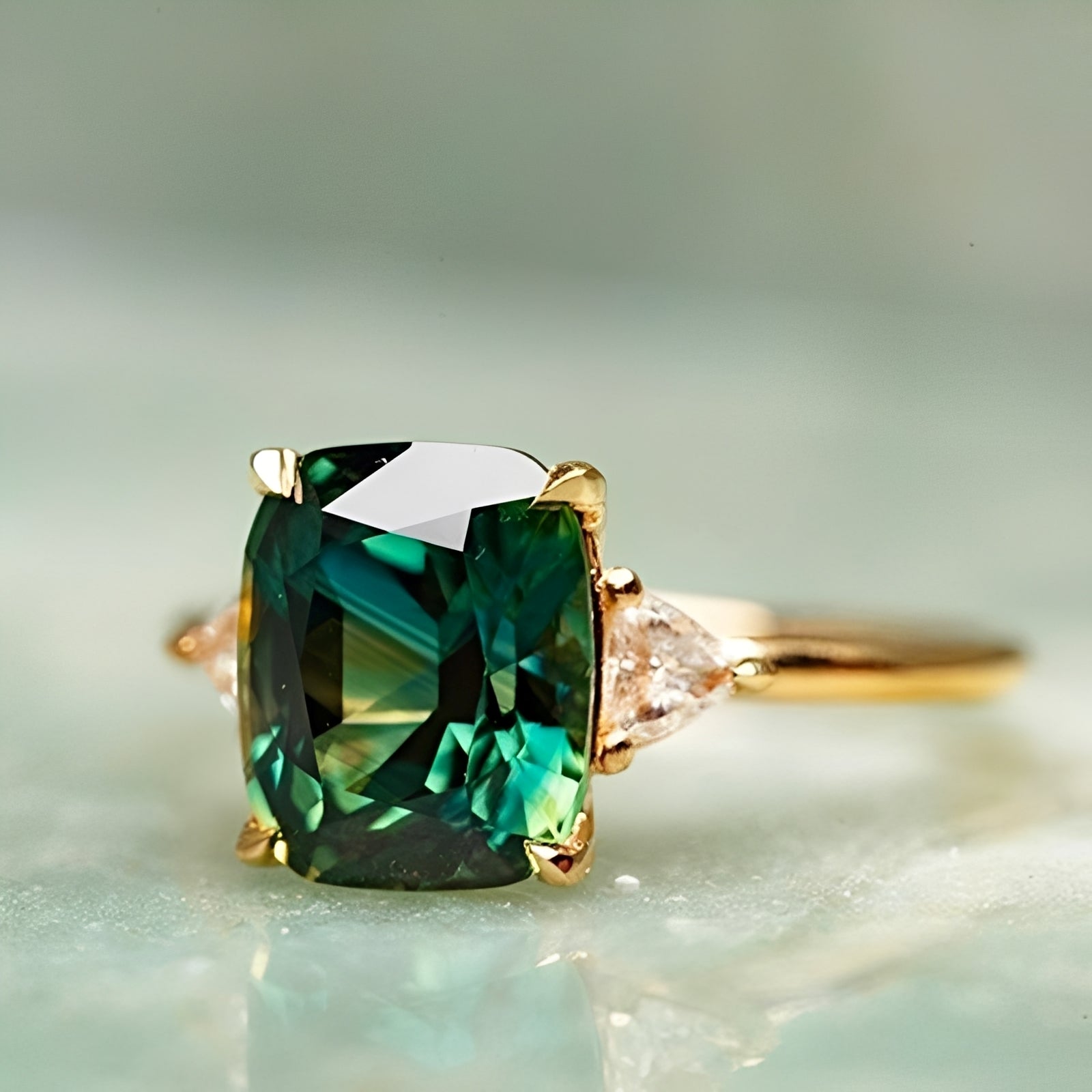 Emerie – Ring mit grünem Zirkonia in Gold