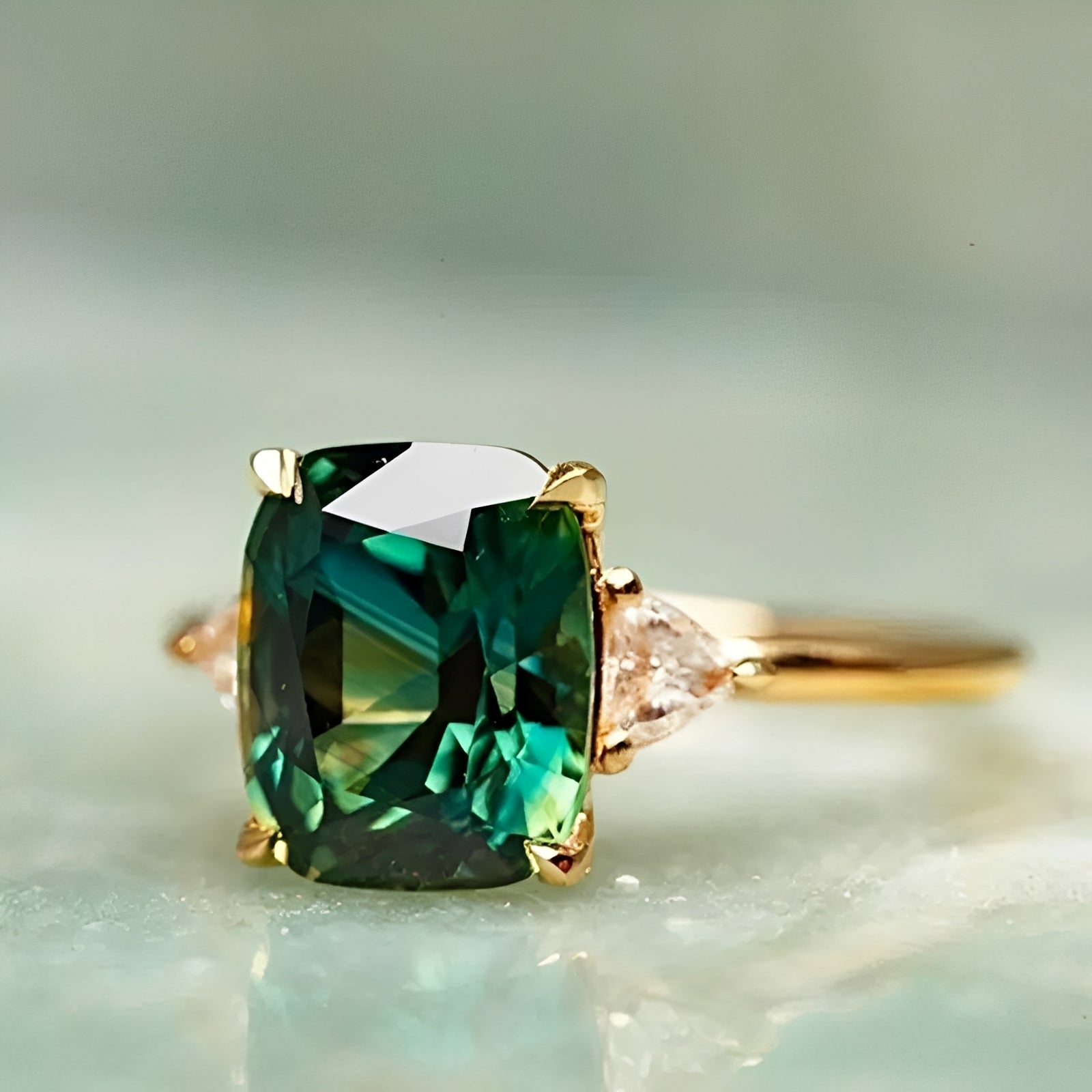 Aveline – Grüner Eleganter & Quadratischer Smaragd-Ring