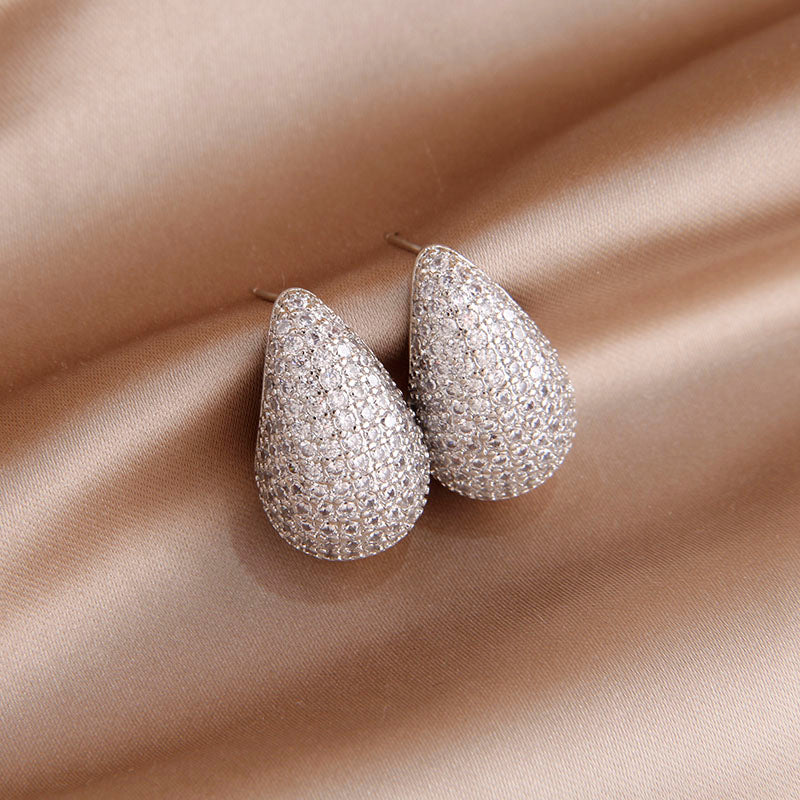 Tropfen-Diamant-Ohrstecker - Intarsien-Diamant-Ohrring