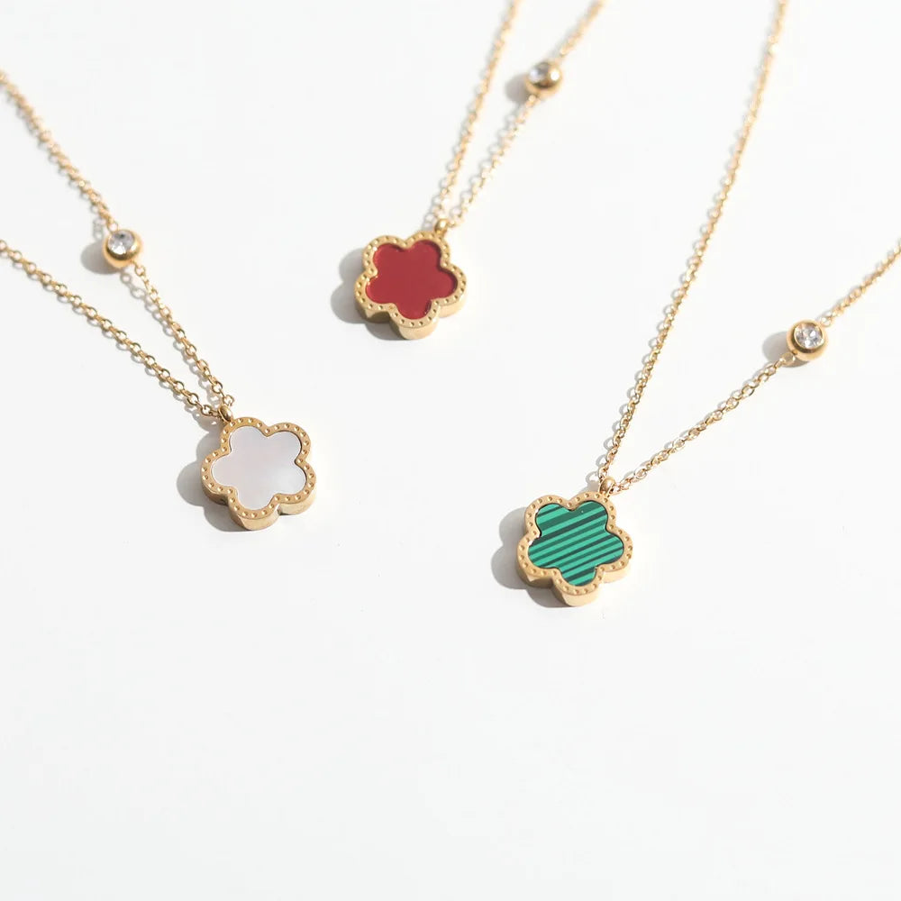 Fünfblättriges Kleeblatt - Kleeblumen-Halskette