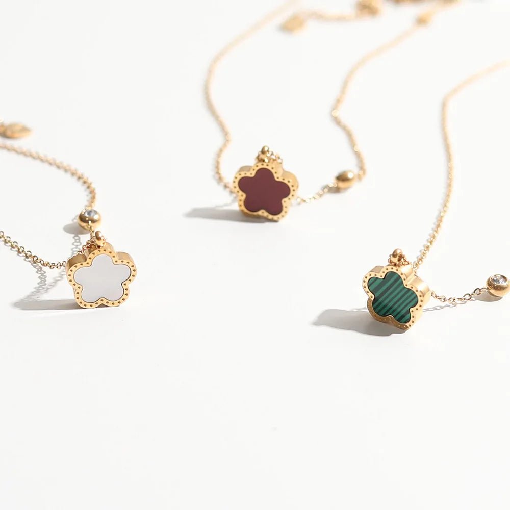 Fünfblättriges Kleeblatt - Kleeblumen-Halskette