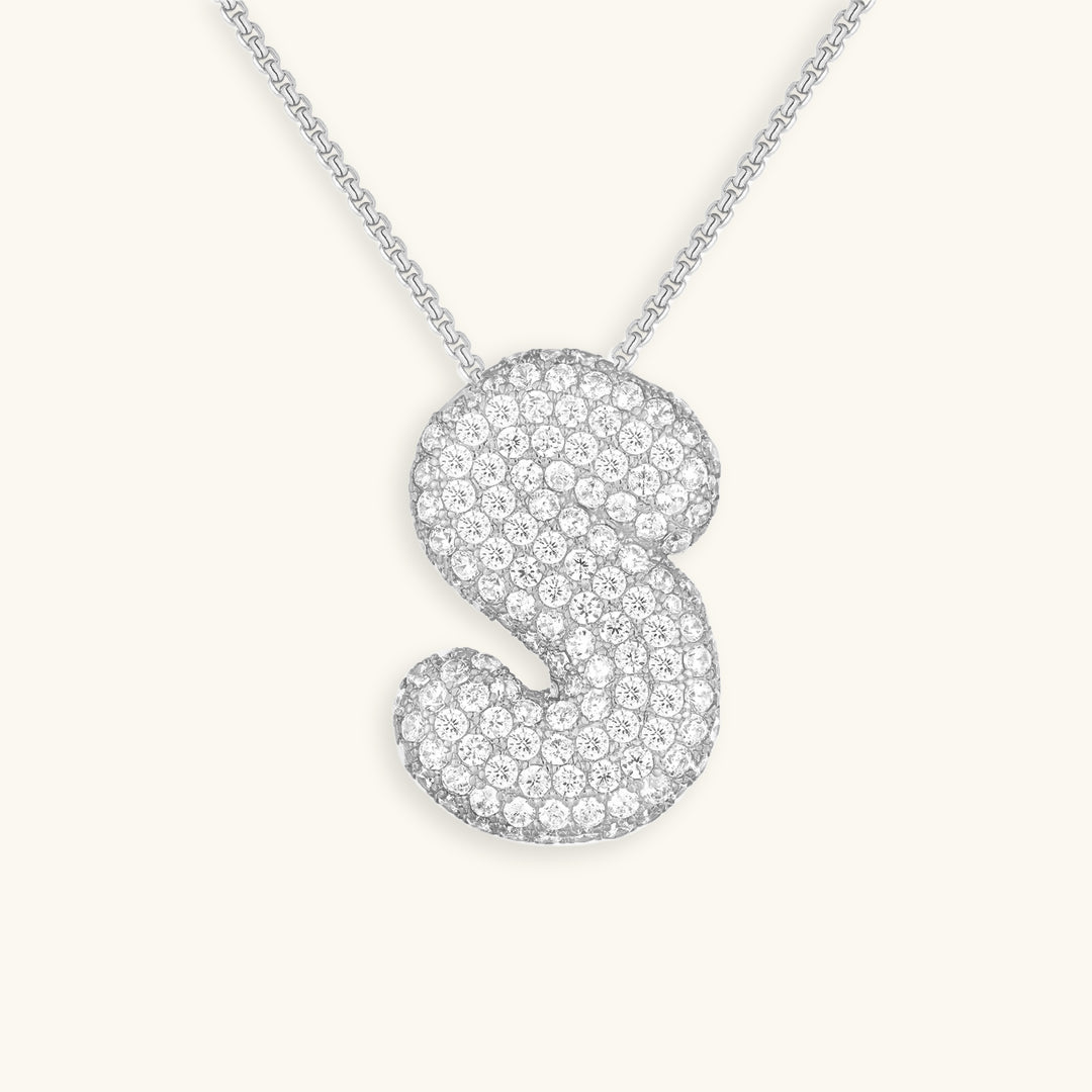 Bubble Initial Diamant Halskette