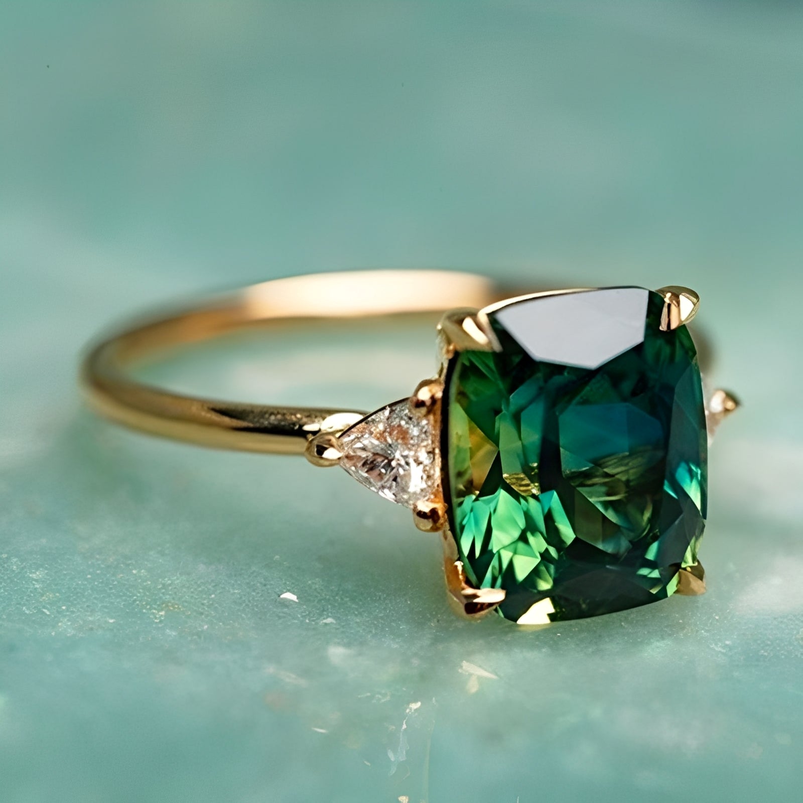 Emerie – Ring mit grünem Zirkonia in Gold