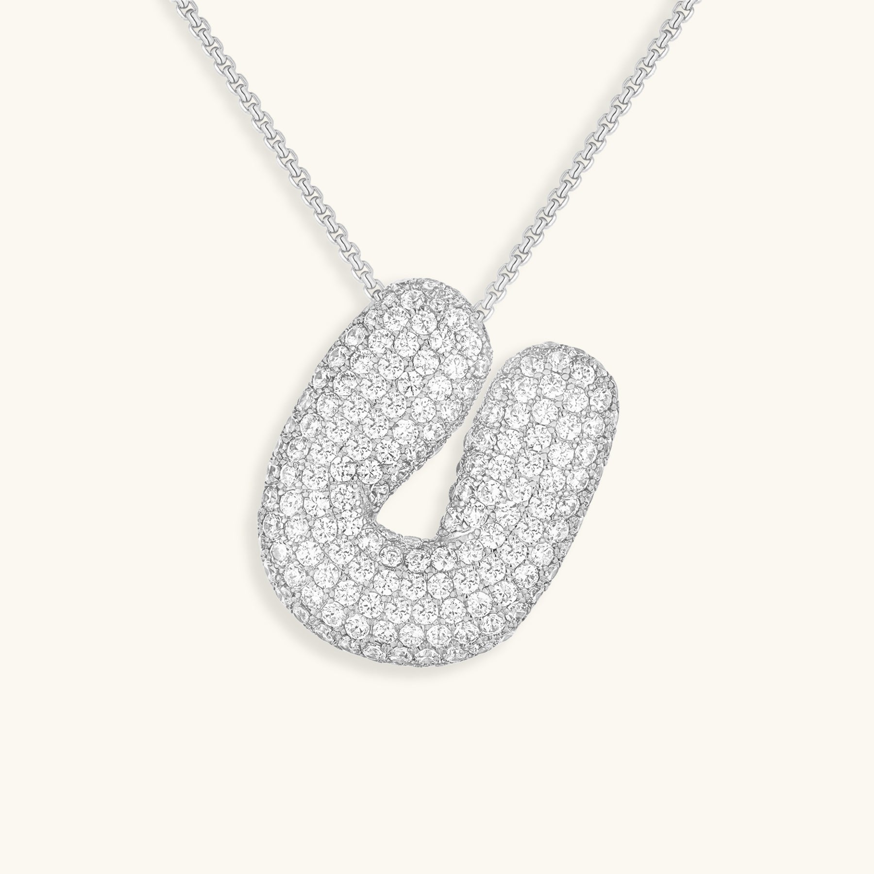 Bubble Initial Diamant Halskette
