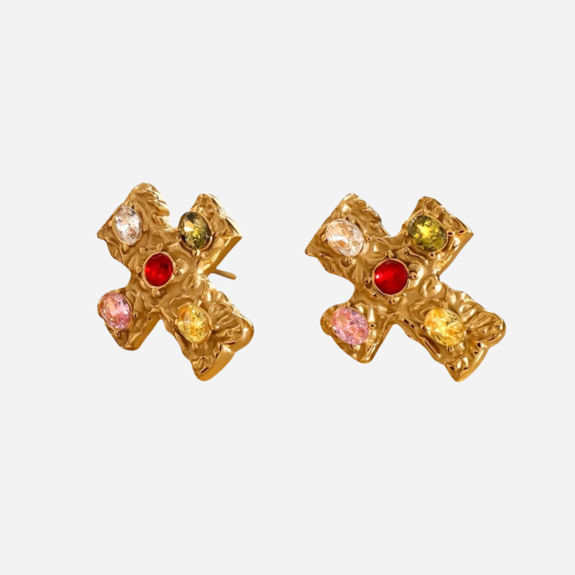 Saki – Kreolen Kreuz Geschmolzener Stein Elegant