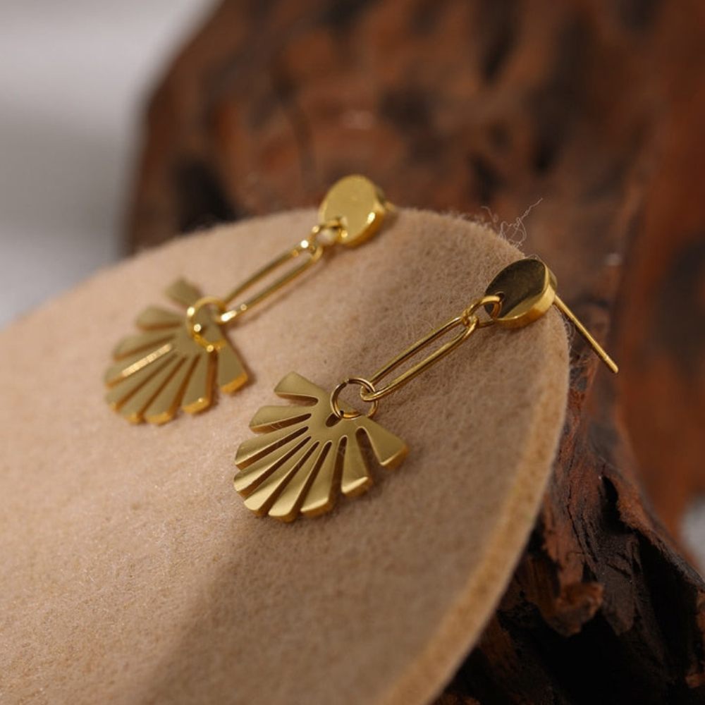 Floral Drop Ohrstecker - Fächerförmige Ohrringe