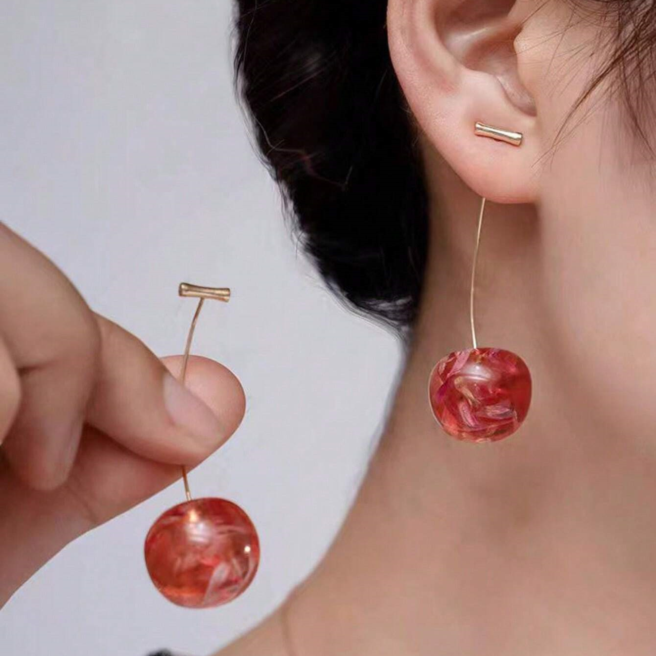 Getrocknete Kirsche - Lange Kirschen-Ohrringe