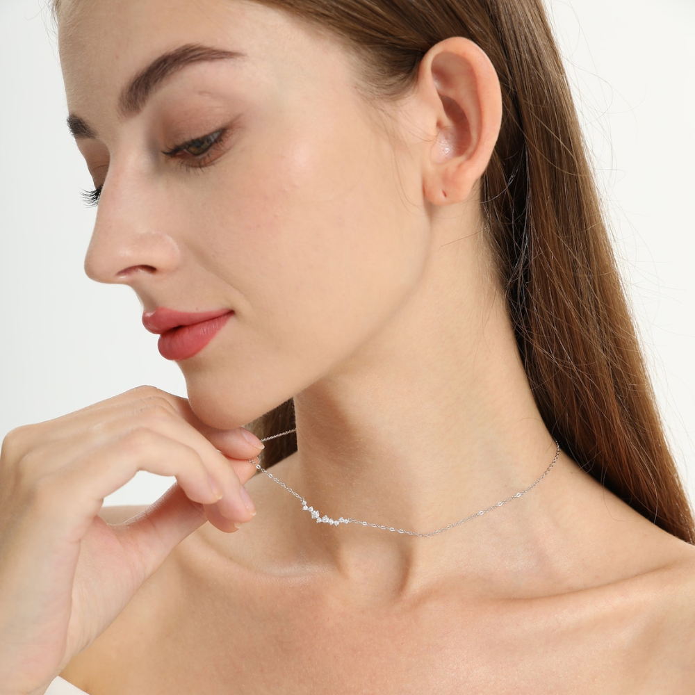 Diamant-Lächeln-Halskette - Zierliche Diamant-Halskette