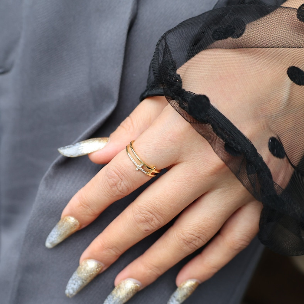 Doppelter Barren - Zierlicher Kreuzring