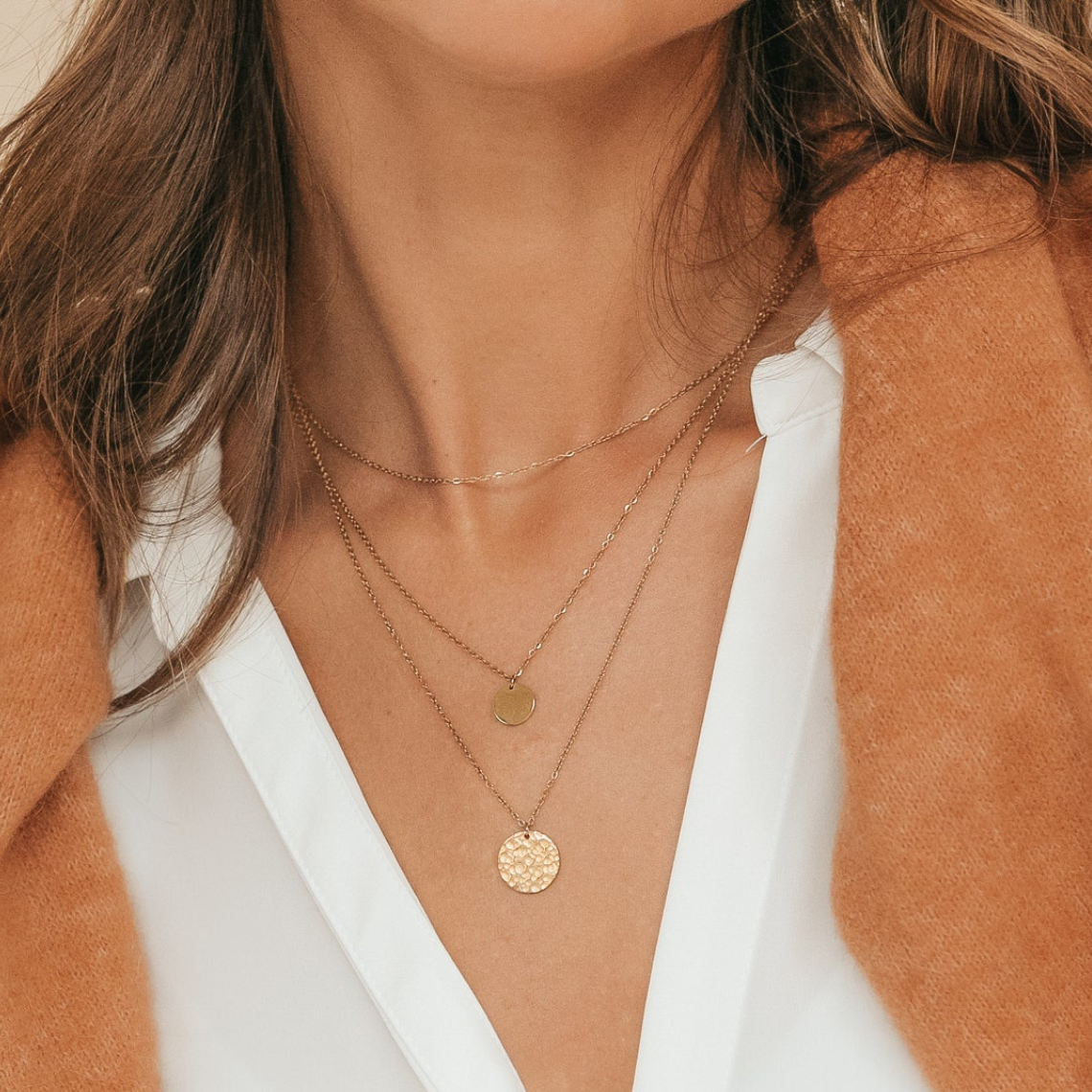Rundes Anhänger-Set - 3-Lagen-Scheiben-Halskette