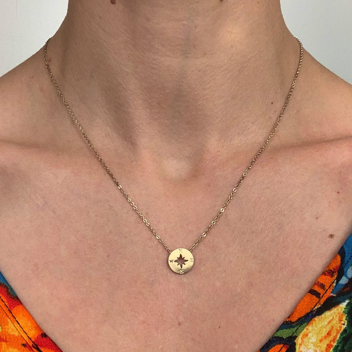 Runder Kompass - Charme Halskette