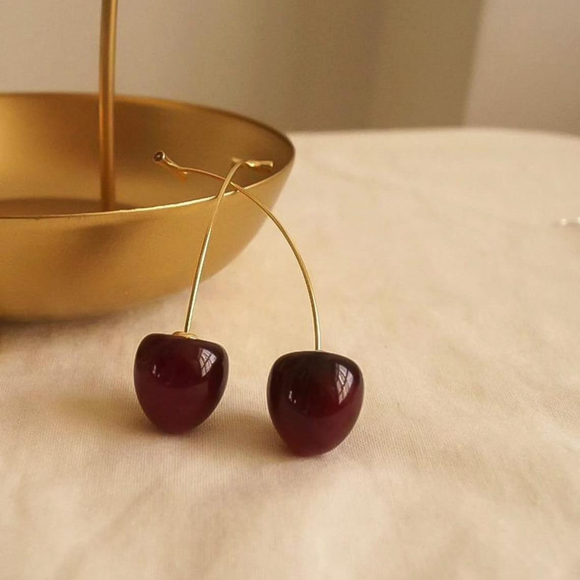 Dunkle Kirsche Ohrringe - Lange Tropfen-Ohrringe