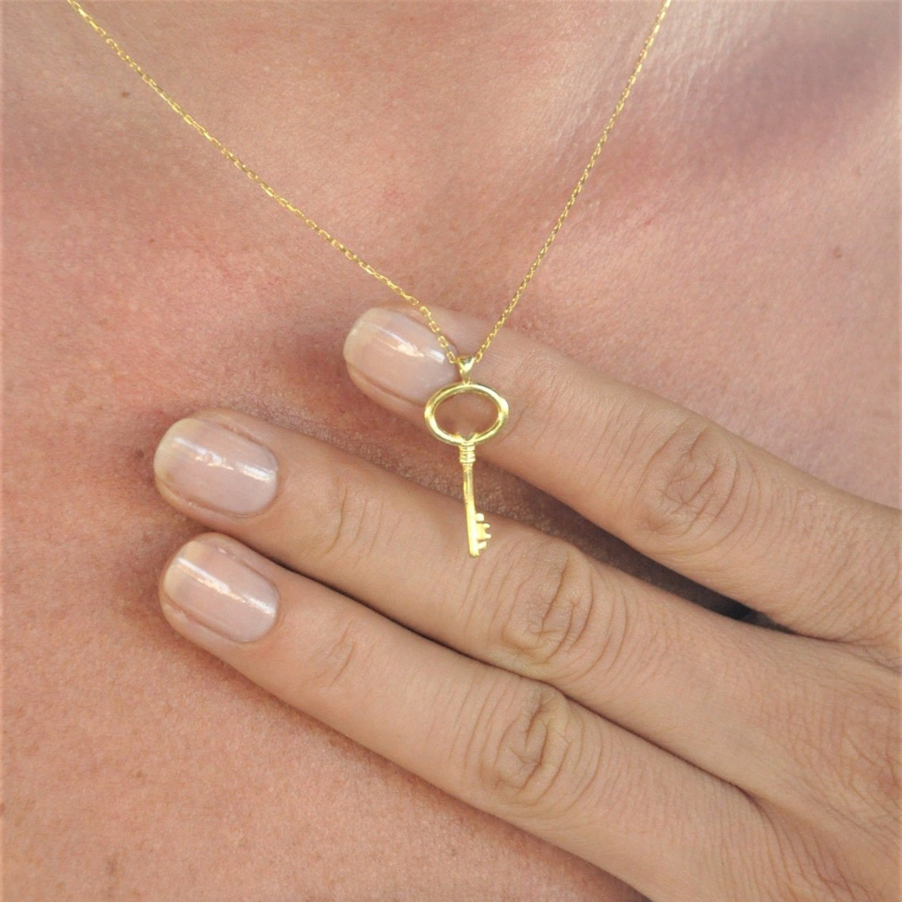 Goldener Schlüssel Anhänger - Schloss Halskette
