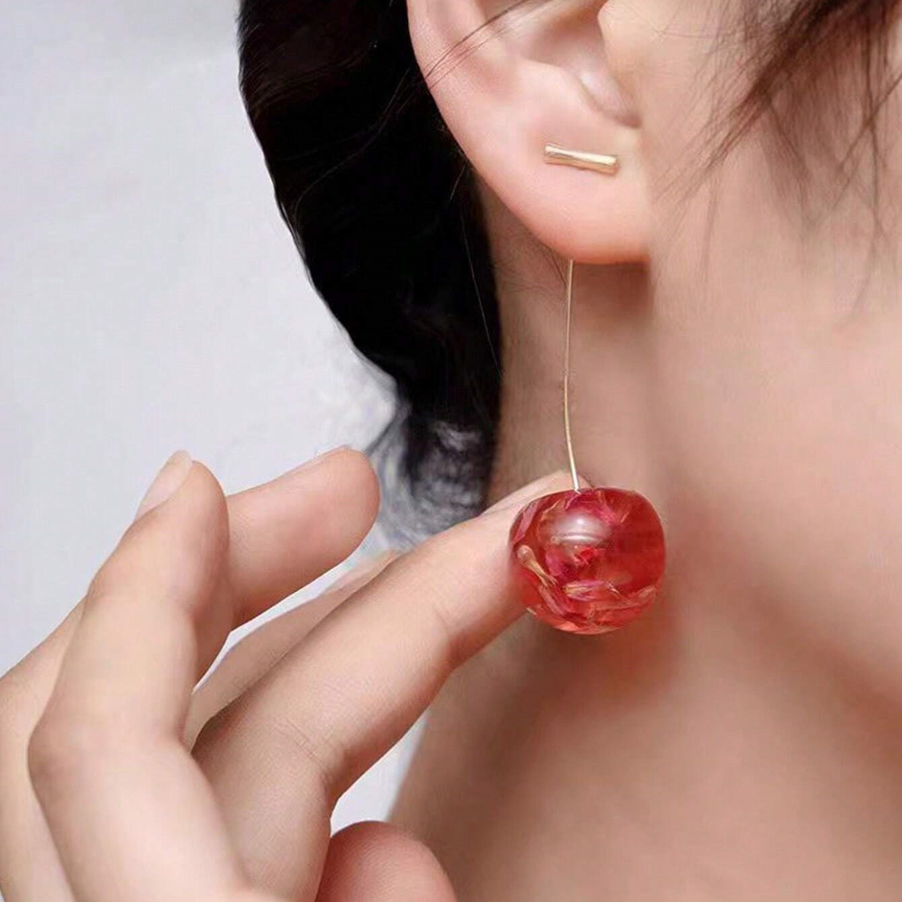 Getrocknete Kirsche - Lange Kirschen-Ohrringe