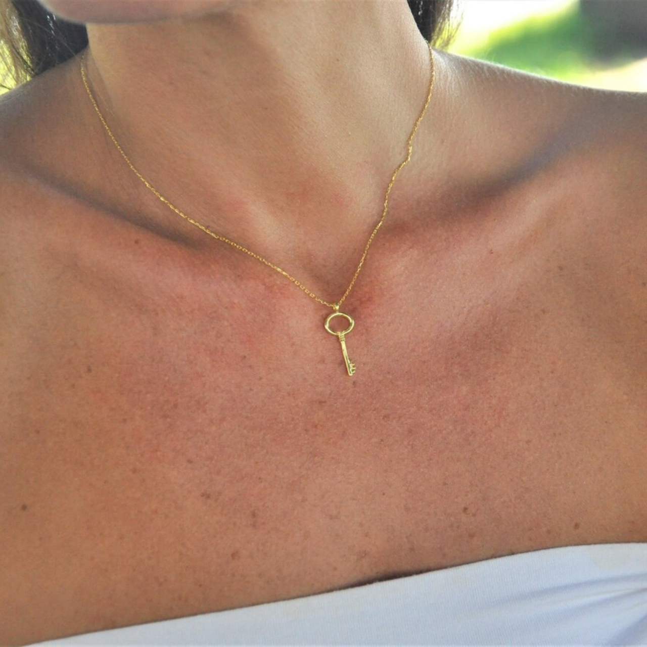 Goldener Schlüssel Anhänger - Schloss Halskette