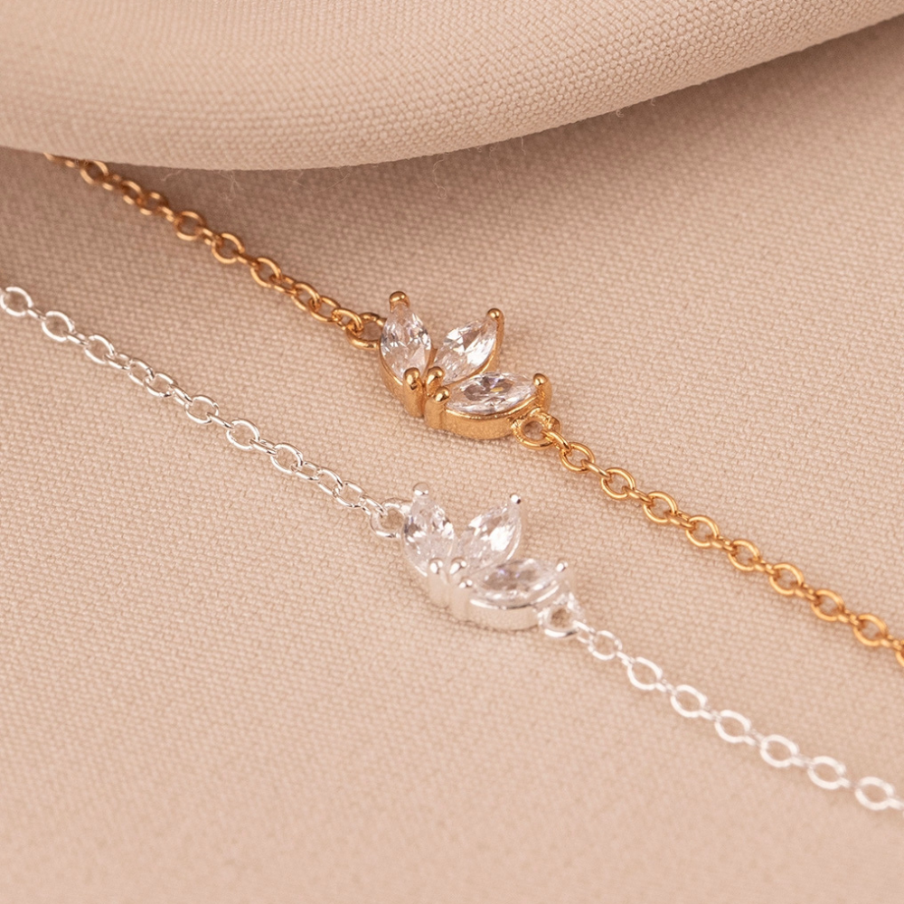 Drei Zirkonblüten - Kettenarmband