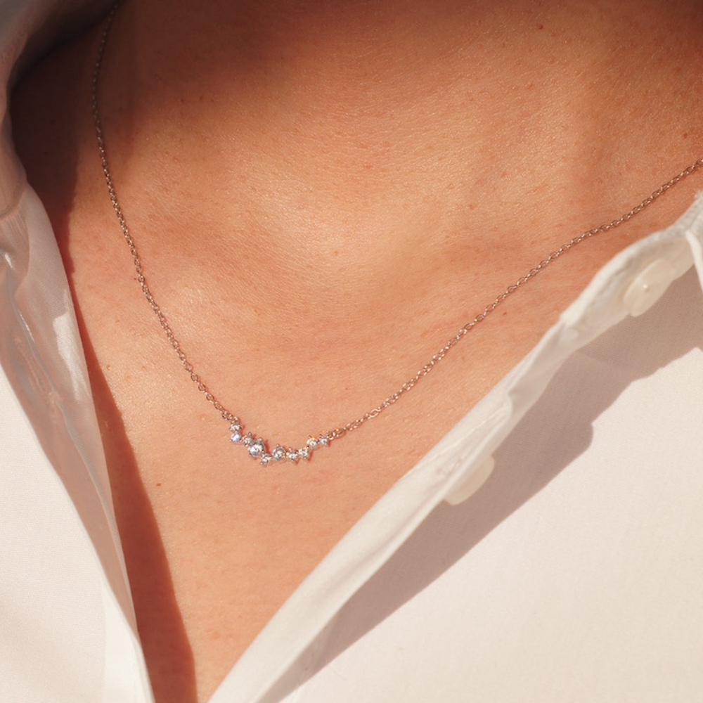 Diamant-Lächeln-Halskette - Zierliche Diamant-Halskette