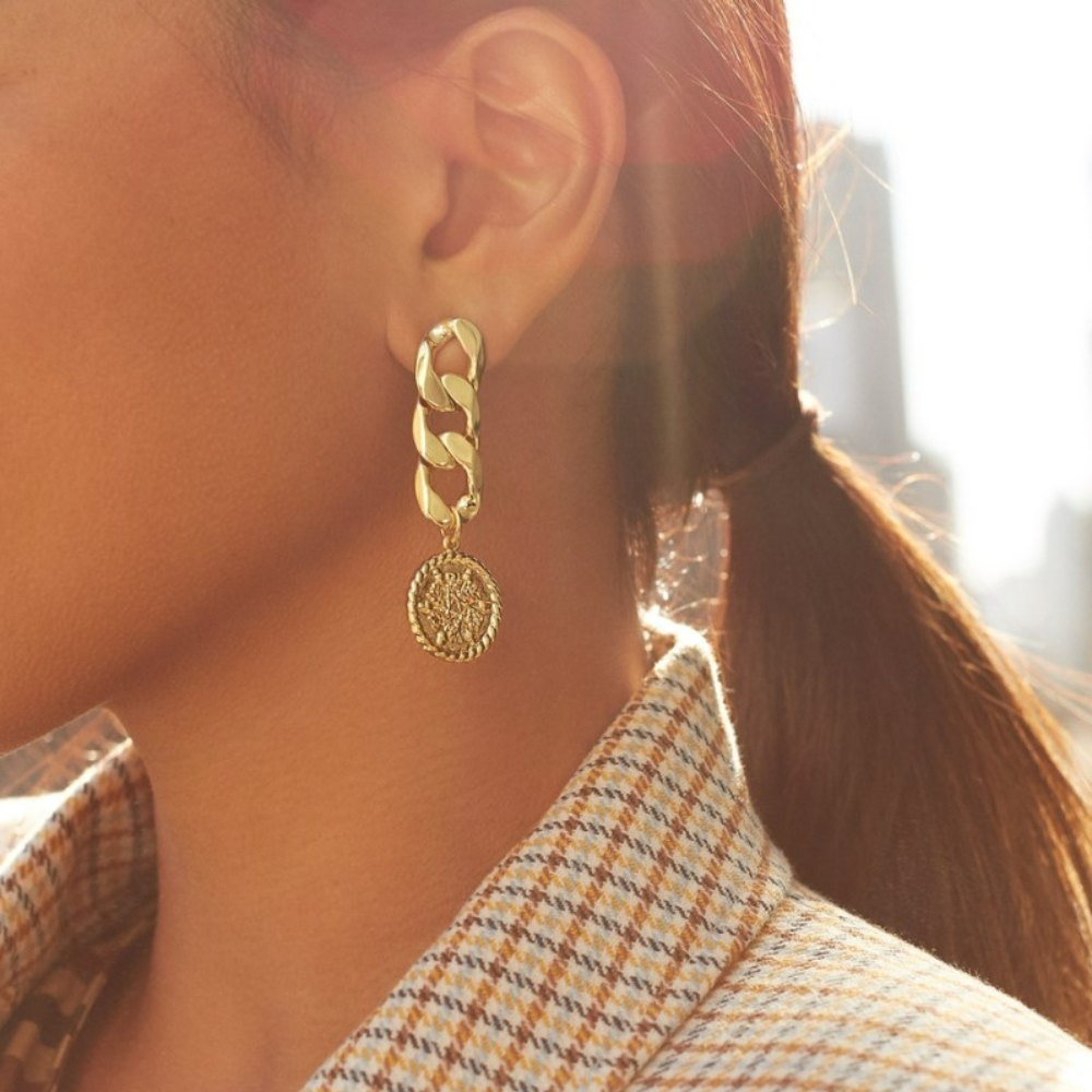 Münzketten-Ohrringe - Goldene Ohrringe