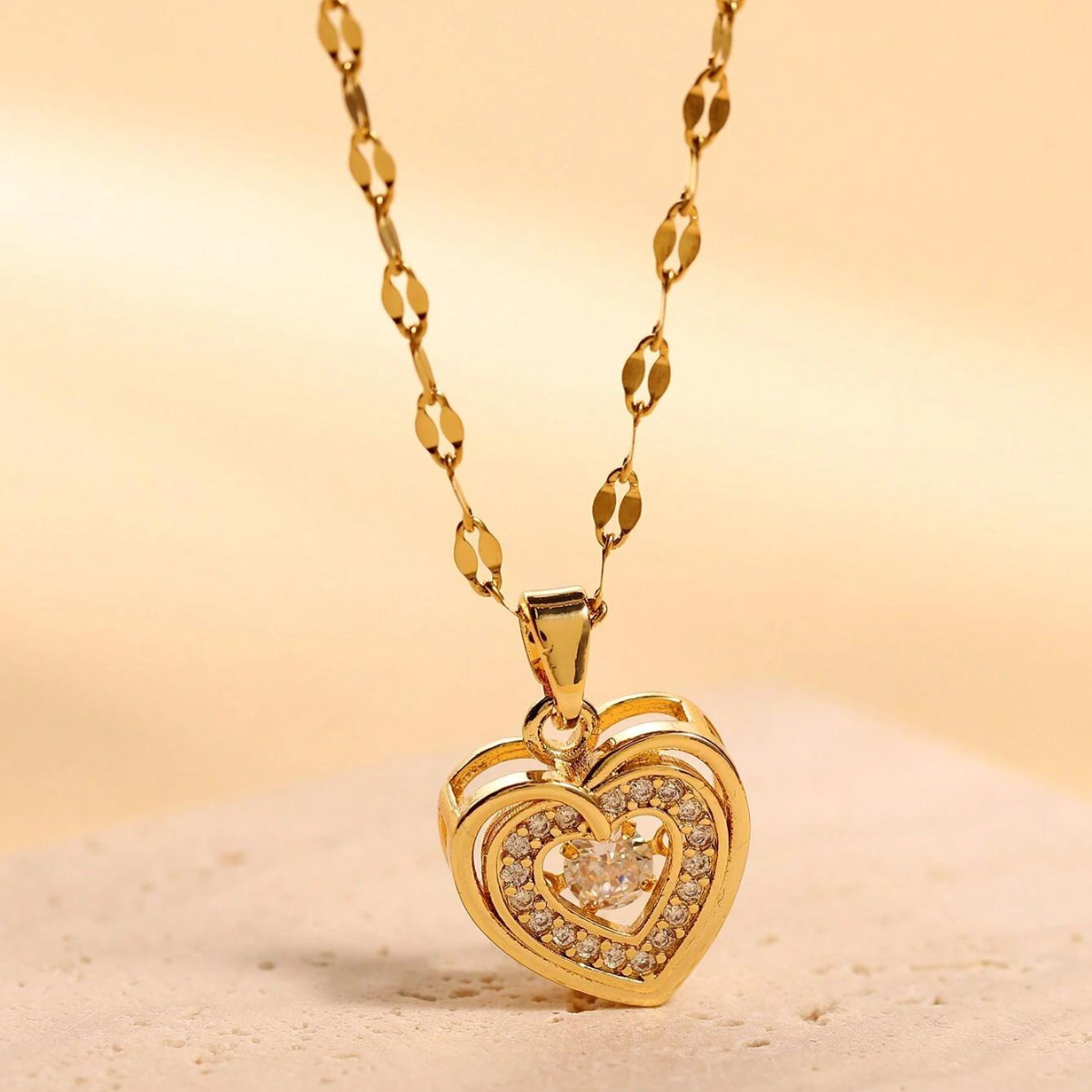 Love Heart Anhänger - Doppellagige Halskette