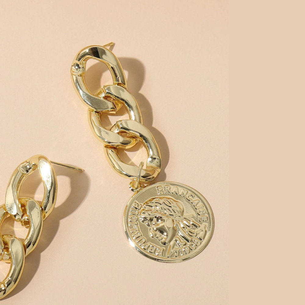 Münzketten-Ohrringe - Goldene Ohrringe