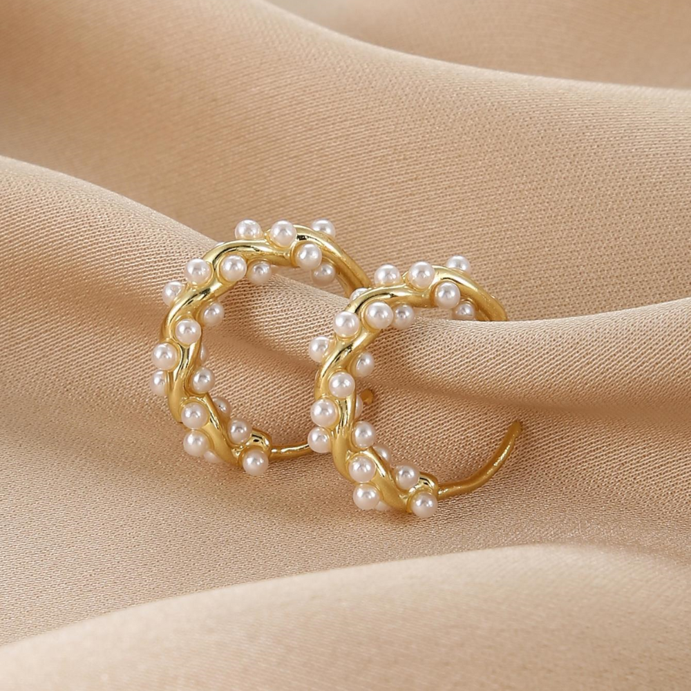 Kunstperlen-Ohrringe - Schicke Perlen-Ohrringe