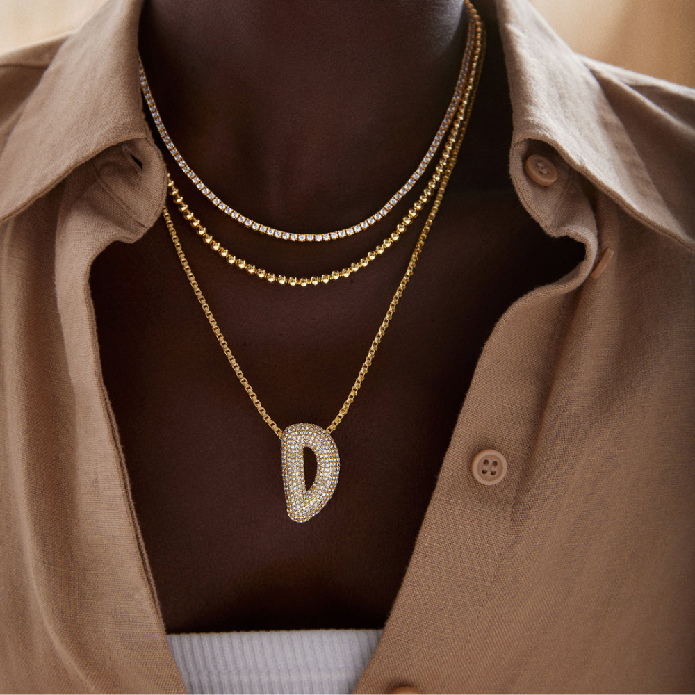 Sparkling Bubble Halskette - eingelegter Zirkonia Buchstabe