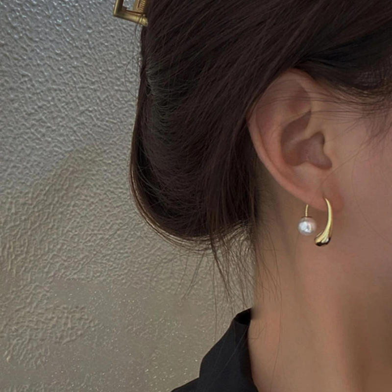 Perlen Wassertropfen Ohrring - Wassertropfen Ohrring mit Perlenverschluss