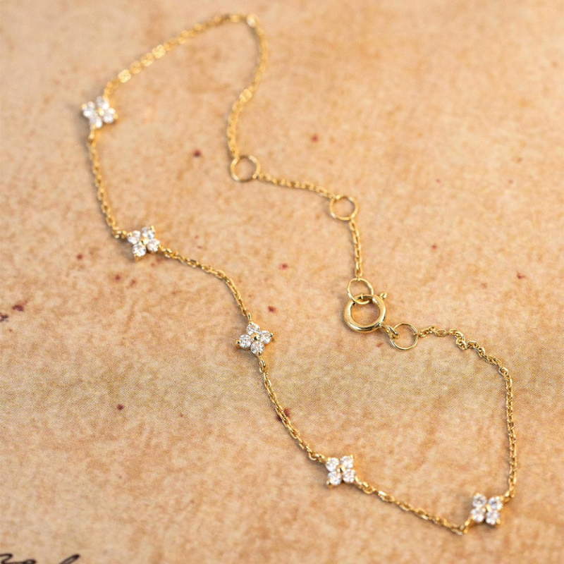 Zirkonia Blumenarmband - Minimalistisches Armband