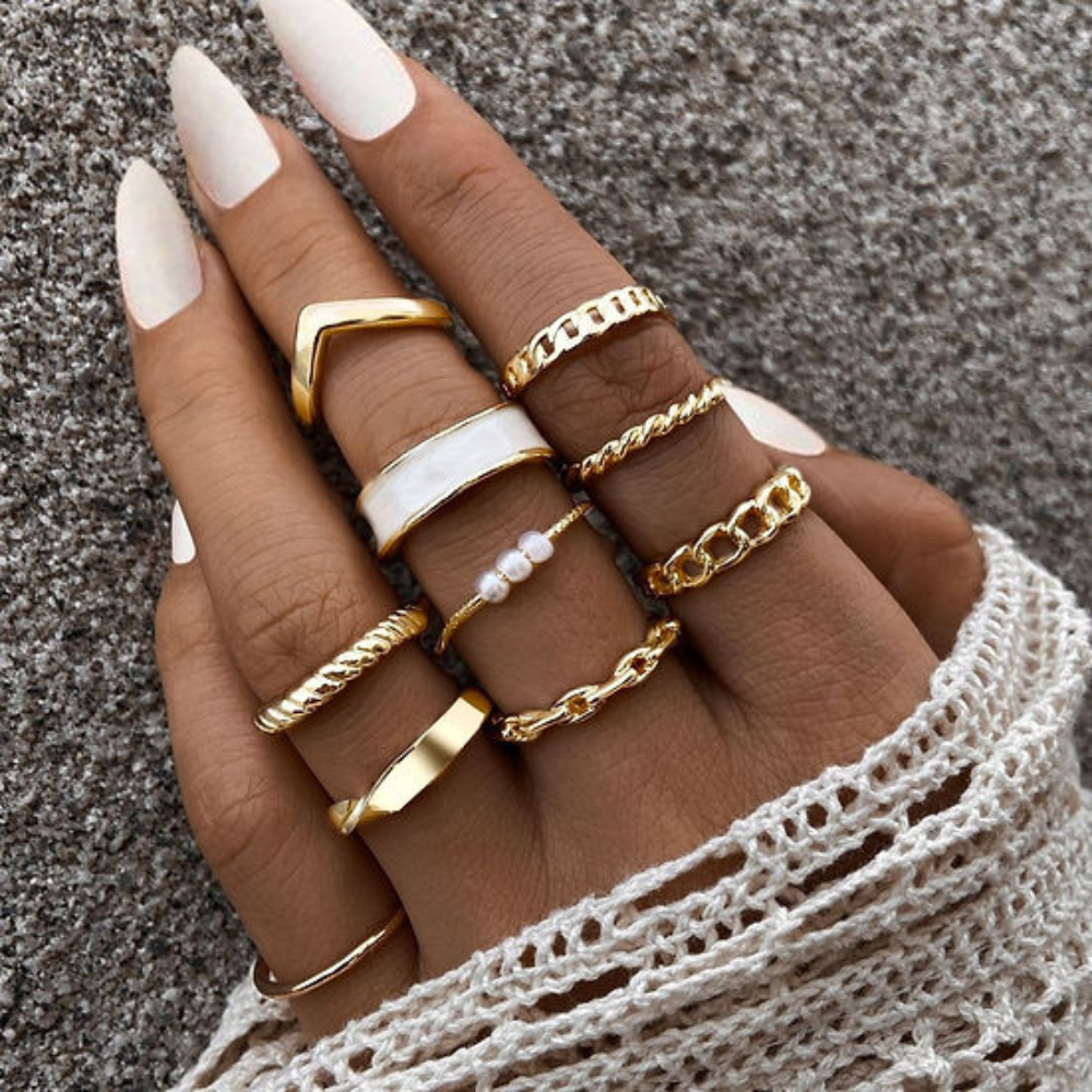 10Stück Mode Ringe - Trendy Mix & Match Ringe