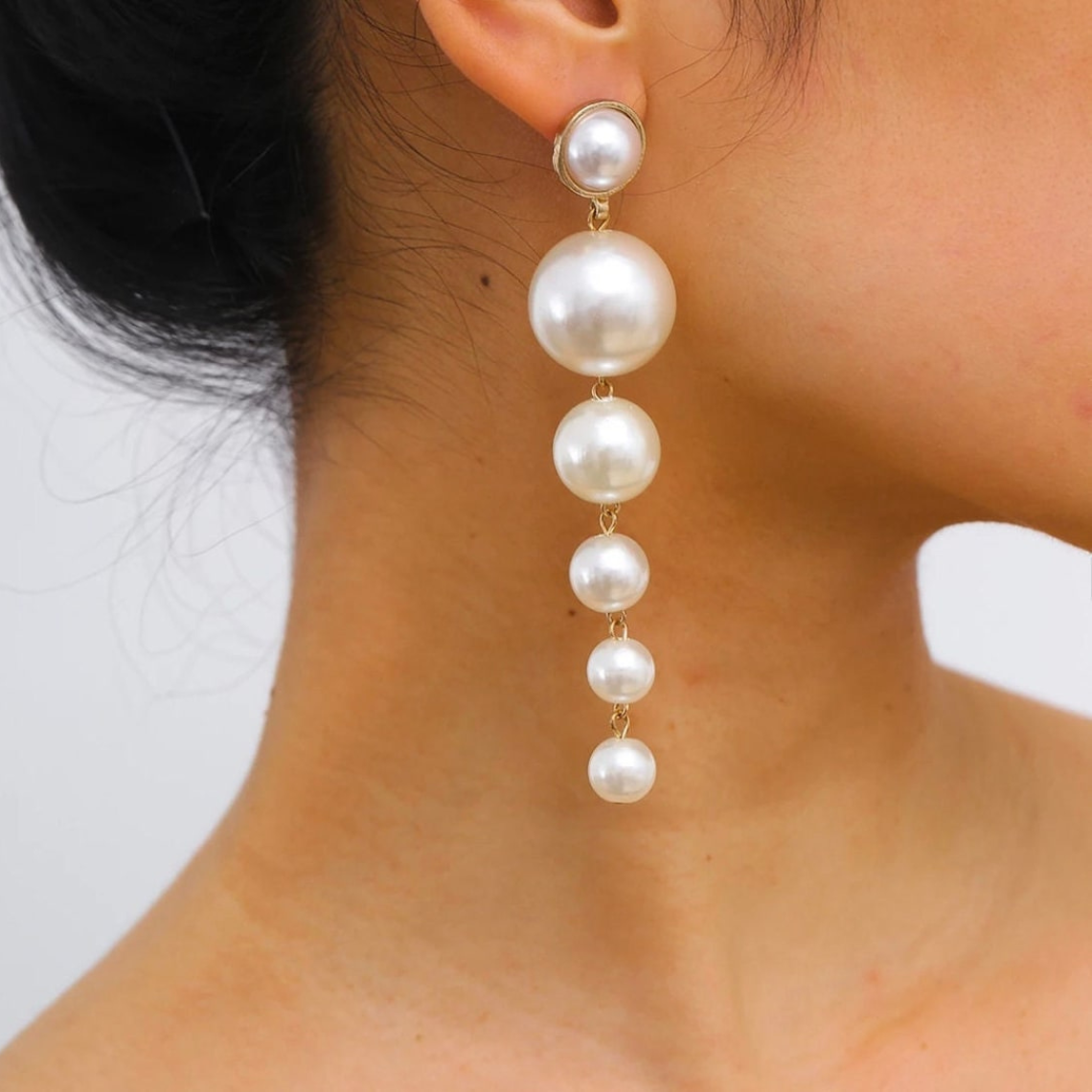 Wasserfall-Perlen-Ohrringe - Lange Perlen-Ohrringe