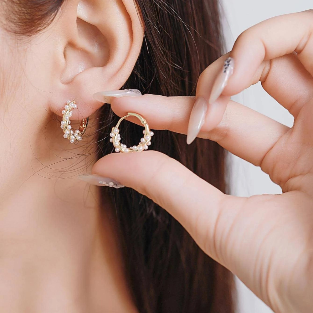 Kunstperlen-Ohrringe - Schicke Perlen-Ohrringe