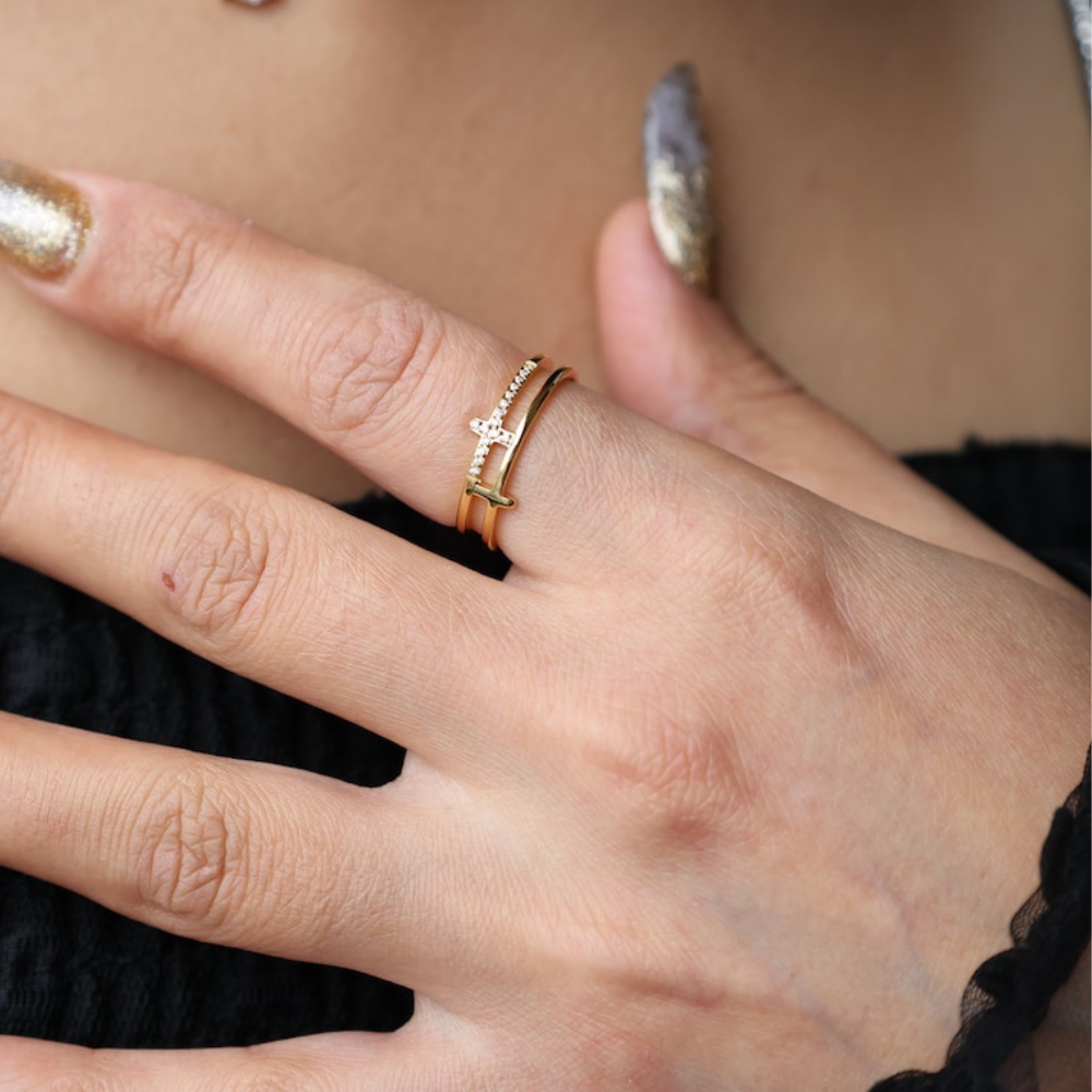 Doppelter Barren - Zierlicher Kreuzring